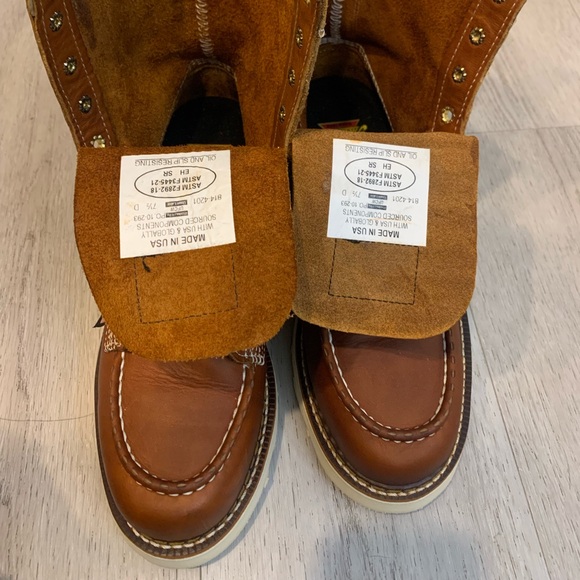 Thorogood American heritage 6" tobacco moc toe Tan work boots for men size 7.5D - Picture 9 of 16